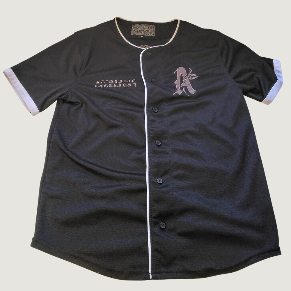 Brooklyn Cloth Baseball Jersey Medium Black Gothic Rose Authentic Breakdown